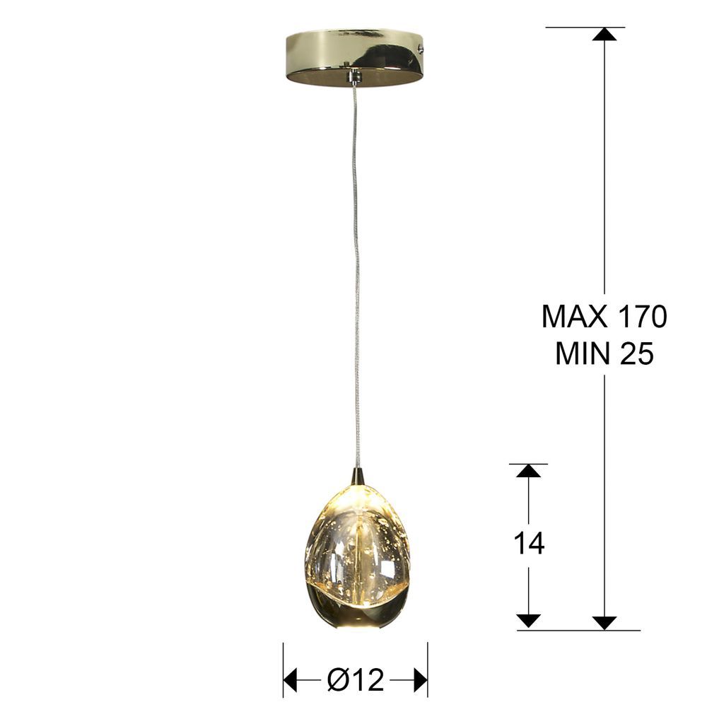 Pendul cu inaltime reglabila din Sticla Transparent cu LED D12xH170cm Rocio