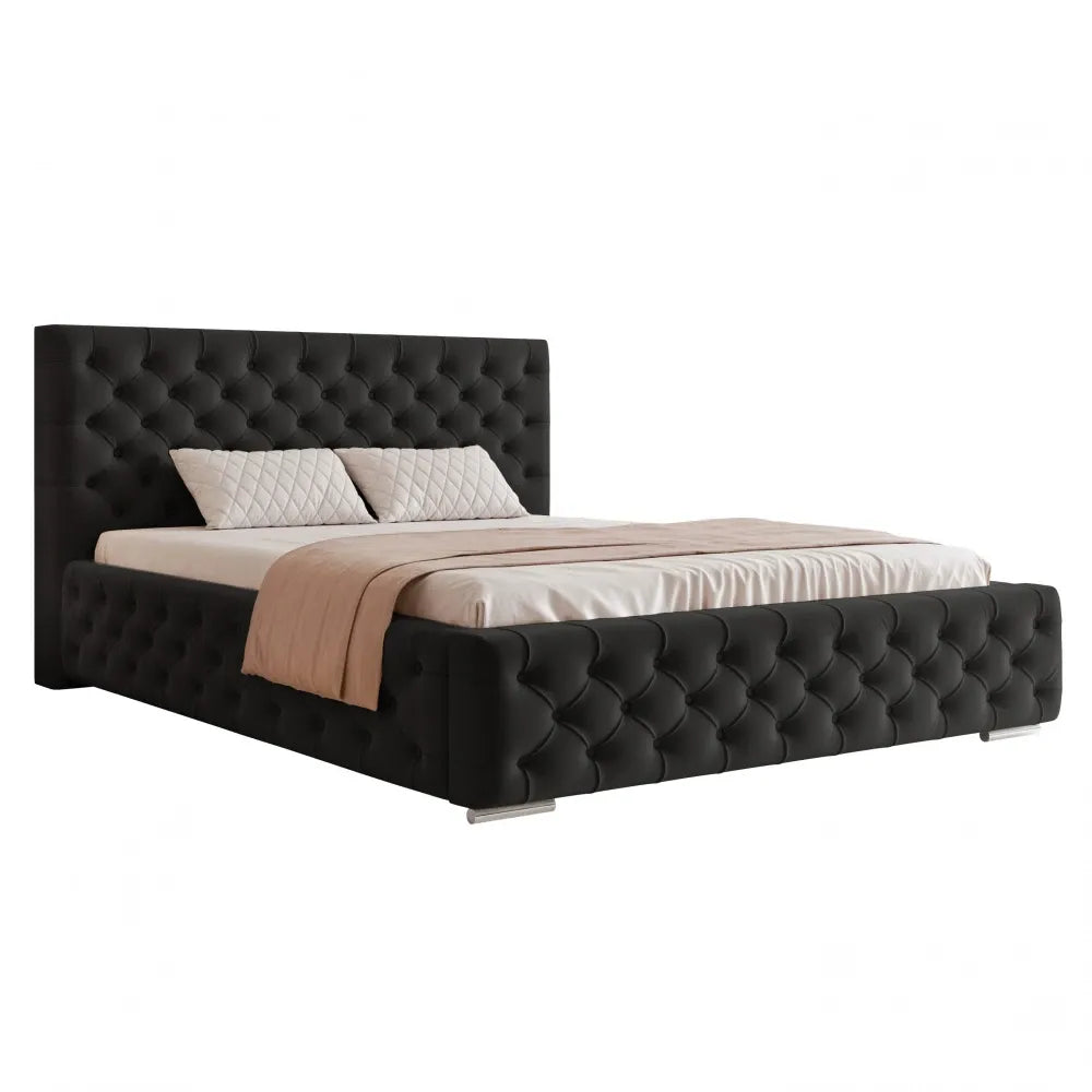 Pat 140 x 200 tapitat cu Stofa Kronos Negru Noah