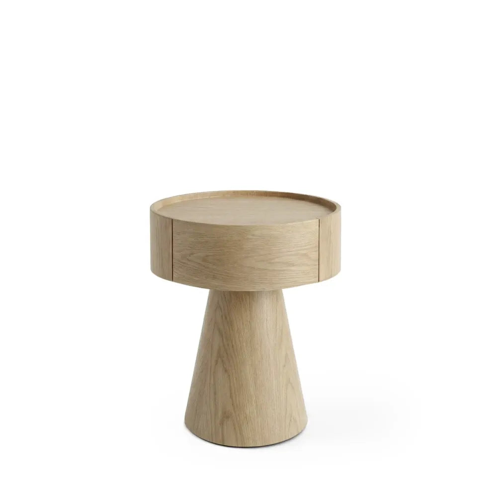 Noptiera rotunda cu sertar James de culoare stejar L40xH52cm