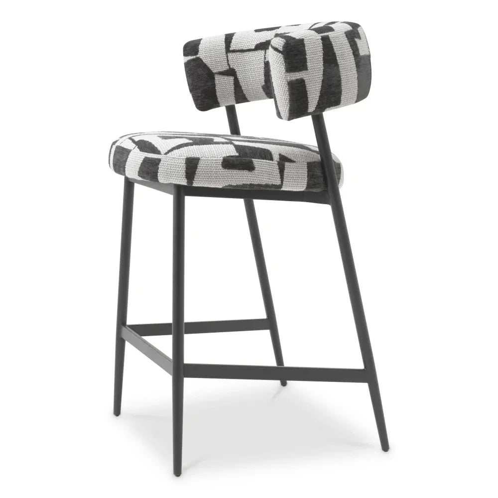 Scaun de insula tapitat cu Stofa Negru/Alb L59xA57xH95.5cm Folsom Eichholtz