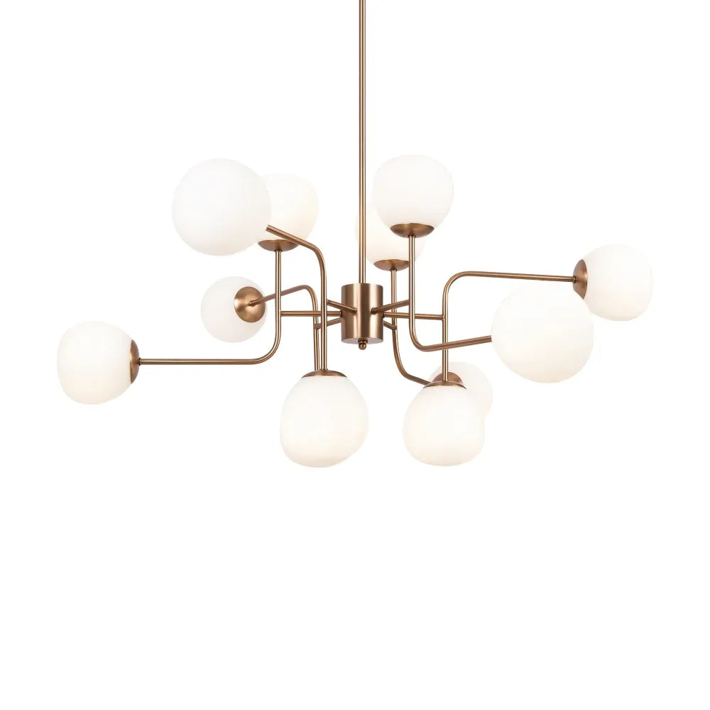 Candelabru din Metal Auriu si Sticla Alb H42.7xL50cm Erich