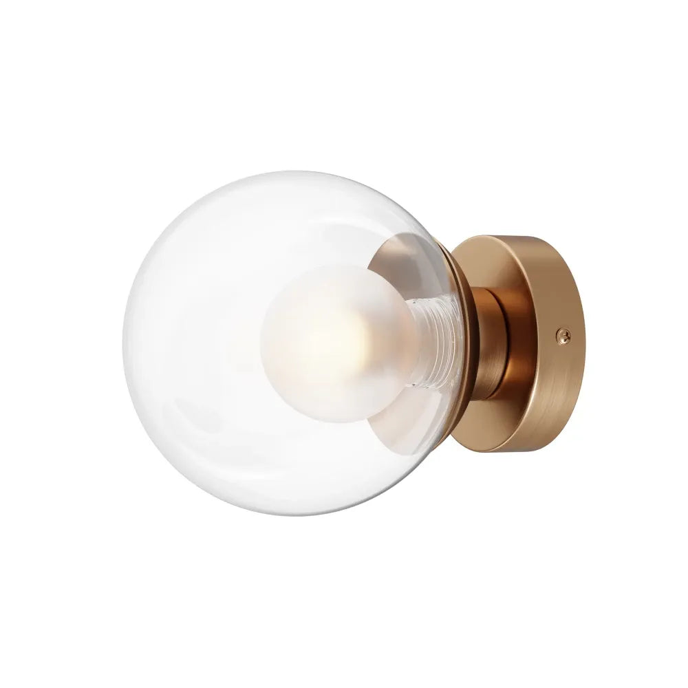 Aplica perete din Metal Auriu si Sticla Transparent H15xD15cm Basic form