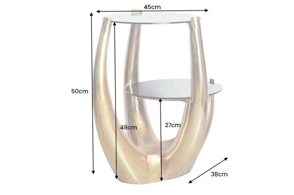 Masuta laterala din Sticla securizata Negru si Metal Auriu L45xH50cm Levels