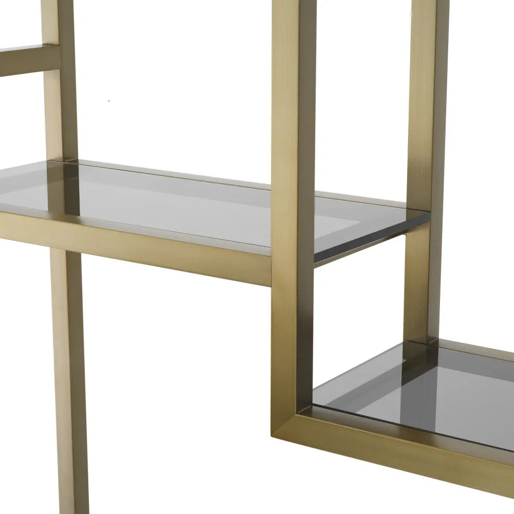 Etajera din Sticla Fumuriu si Metal Alama L35xH240.5cm Corrado I Eichholtz
