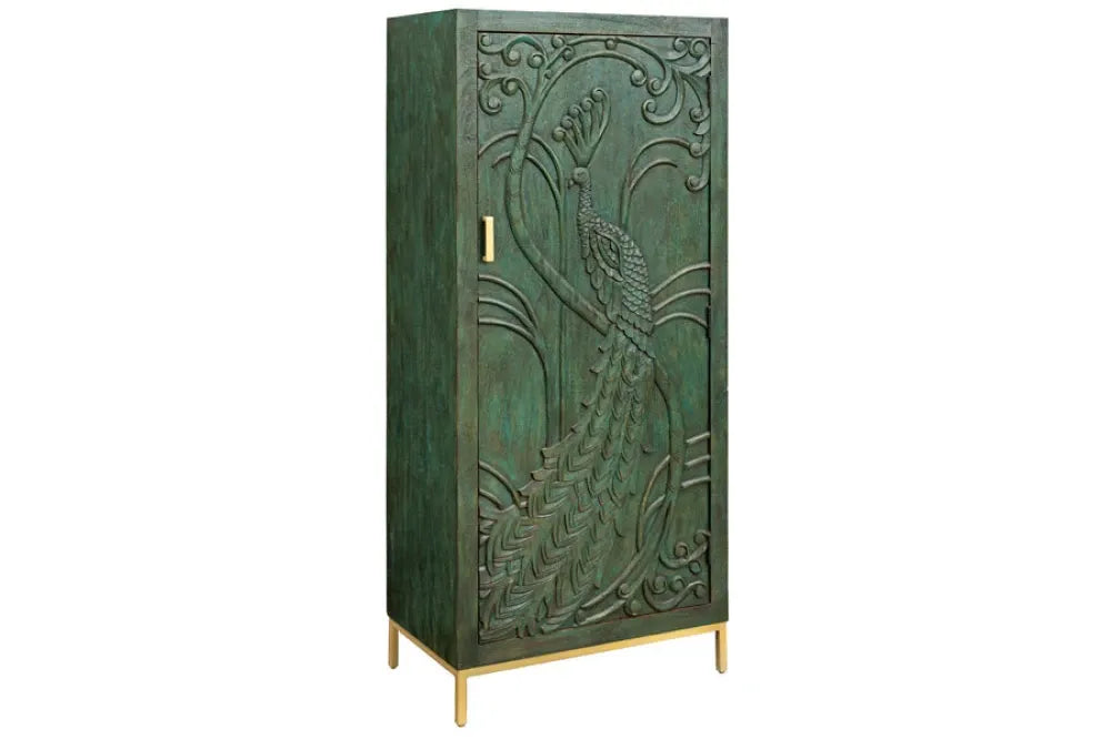 Dulap din Lemn de mango Verde si Metal Auriu L72xH166cm PEACOCK