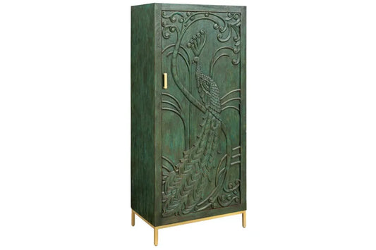 Dulap din Lemn de mango Verde si Metal Auriu L72xH166cm PEACOCK