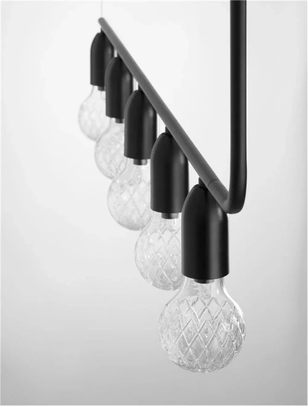 Lustra structura din Metal Negru si abajur din Sticla Transparent H120xL128cm IP20 VEDA