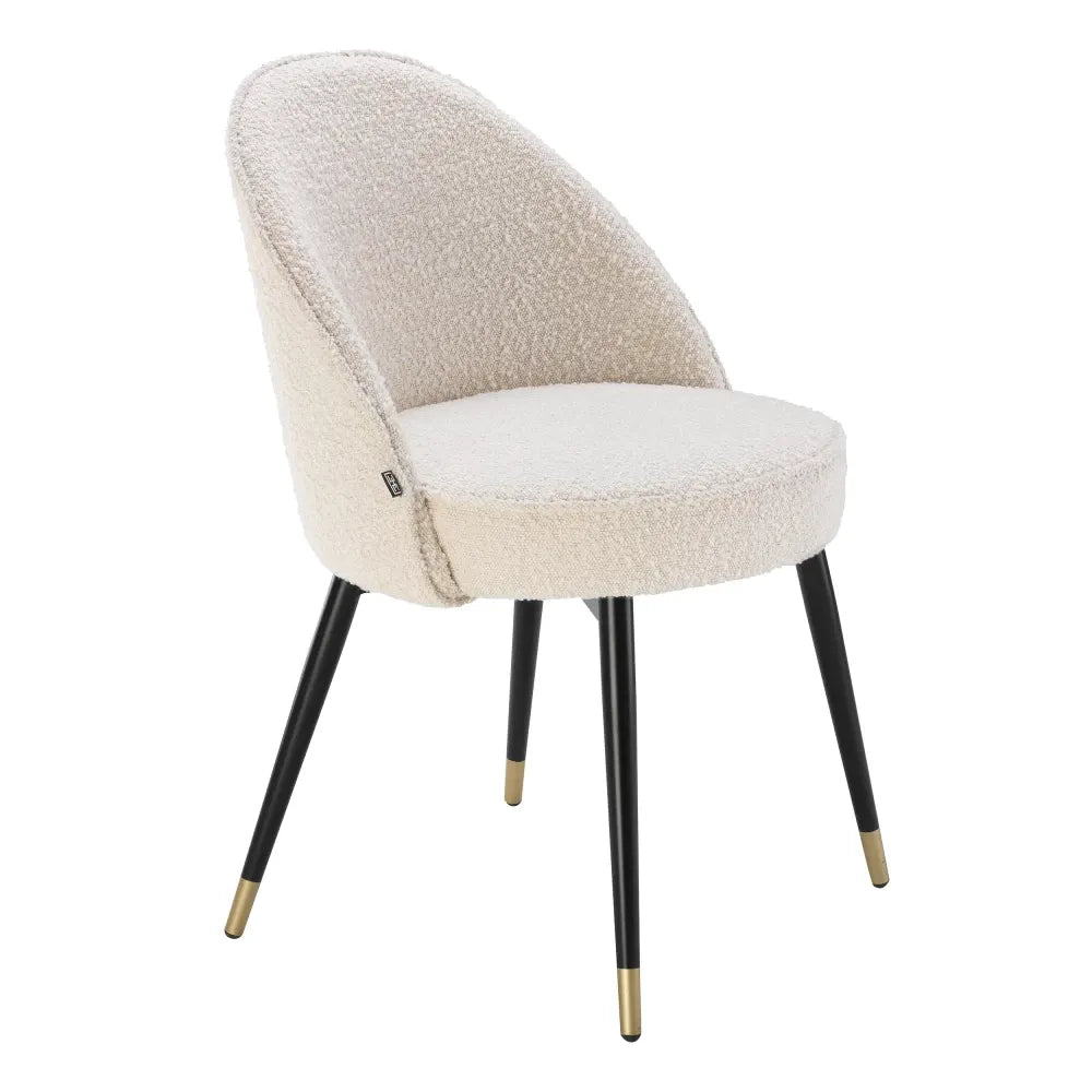 Set 2 scaune tapitat cu Stofa boucle Crem cu picioare din Metal Negru/Auriu H83xL55xA64cm Cooper Eichholtz