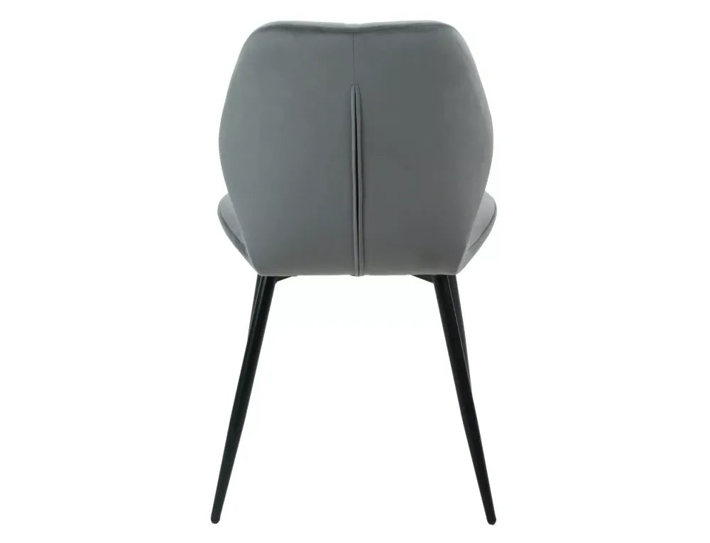 Set 2 scaune din Catifea Gri si Metal Negru Hx86Lx48xA56cm Rick