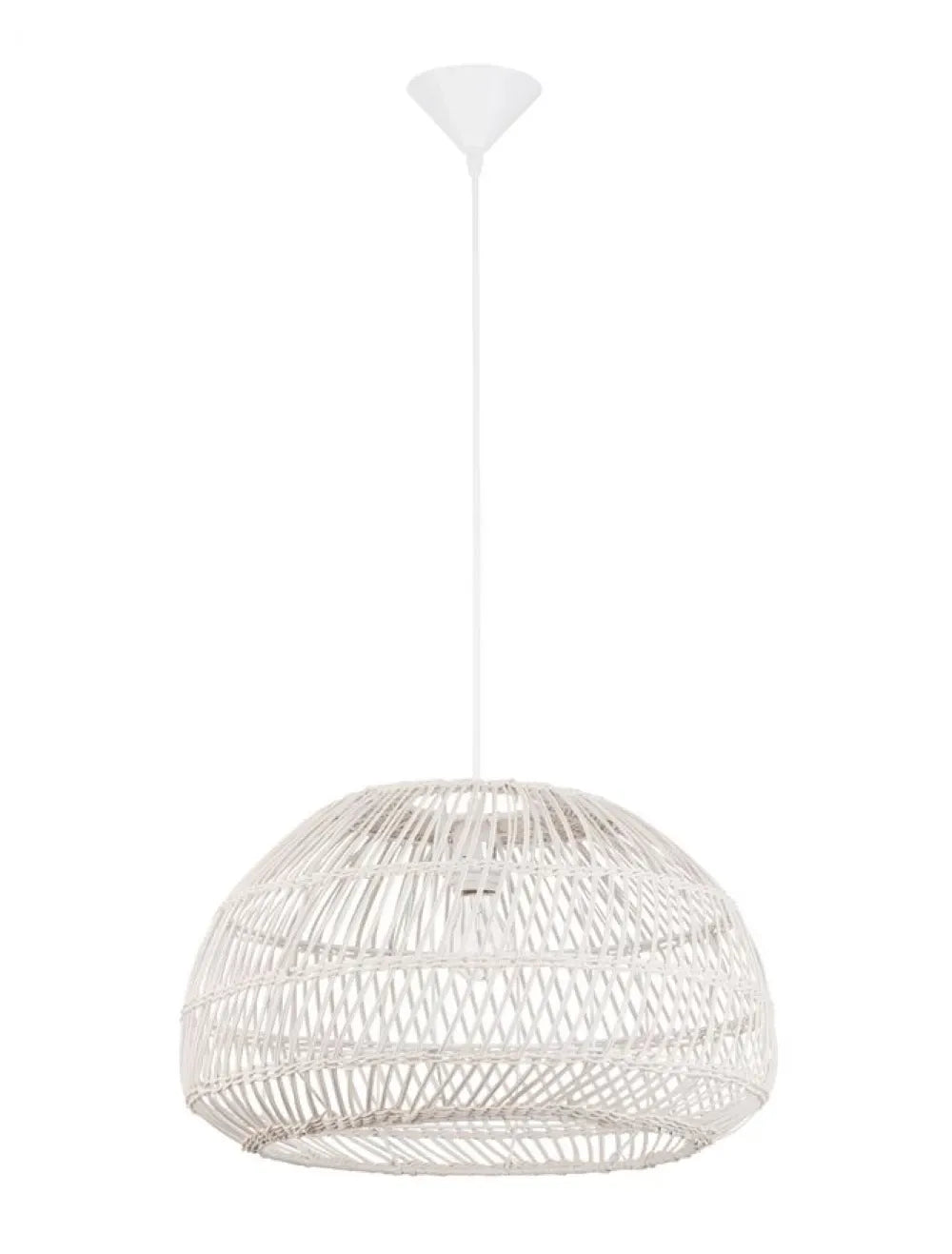 Pendul structura din Metal Alb si abajur din Ratan Crem H250xL50.5cm IP20 MELODY