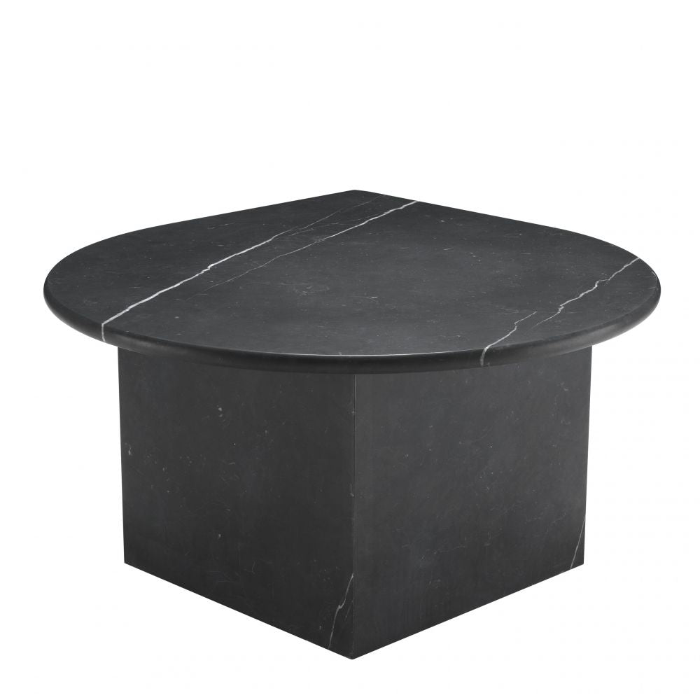 Set 3 masute de cafea Asimetrice din Marmura Negru L83xH41/35/30cm Naples