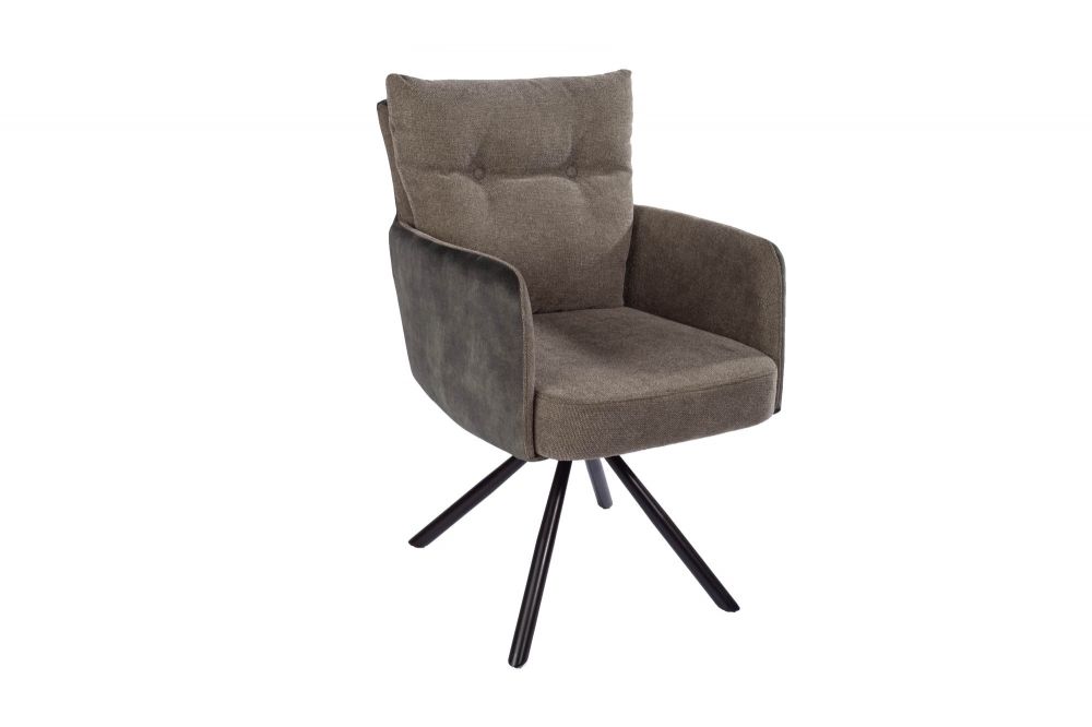 Scaun rotativ tapitat cu Stofa Verde cu picioare din Metal Negru H90xL58xA68cm Big George