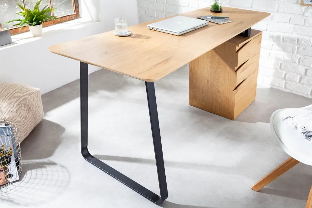 Birou din MDF Maro deschis si Metal Negru L160xH77cm STUDIO