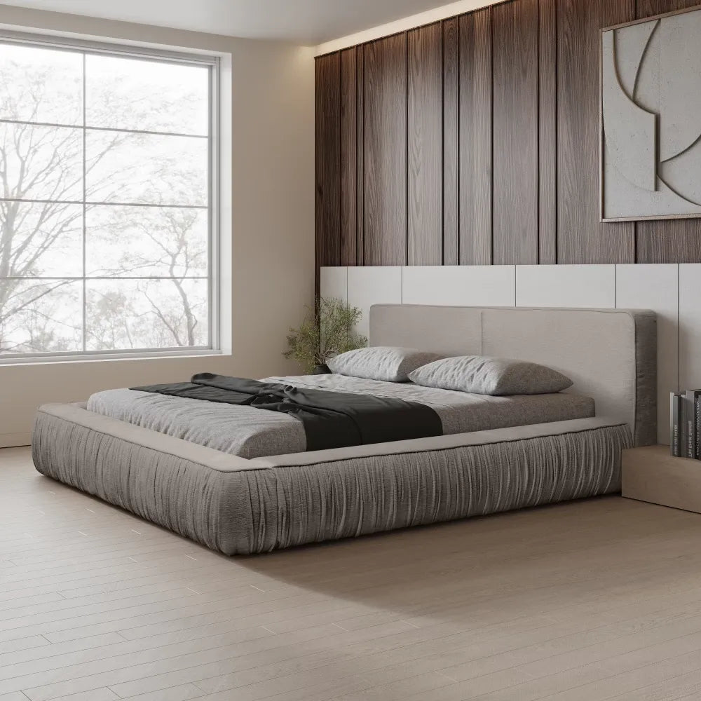 Pat 160x200cm tapitat cu Chenille Grej Naomi