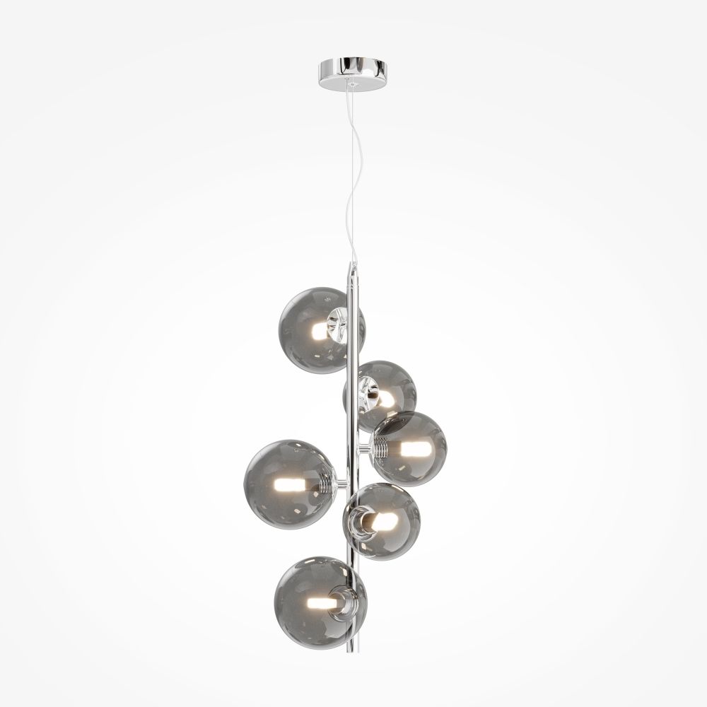 Lustra din Metal si Sticla Argintiu/Gri cu 6 becuri G9 28W D29xH170cm Dallas
