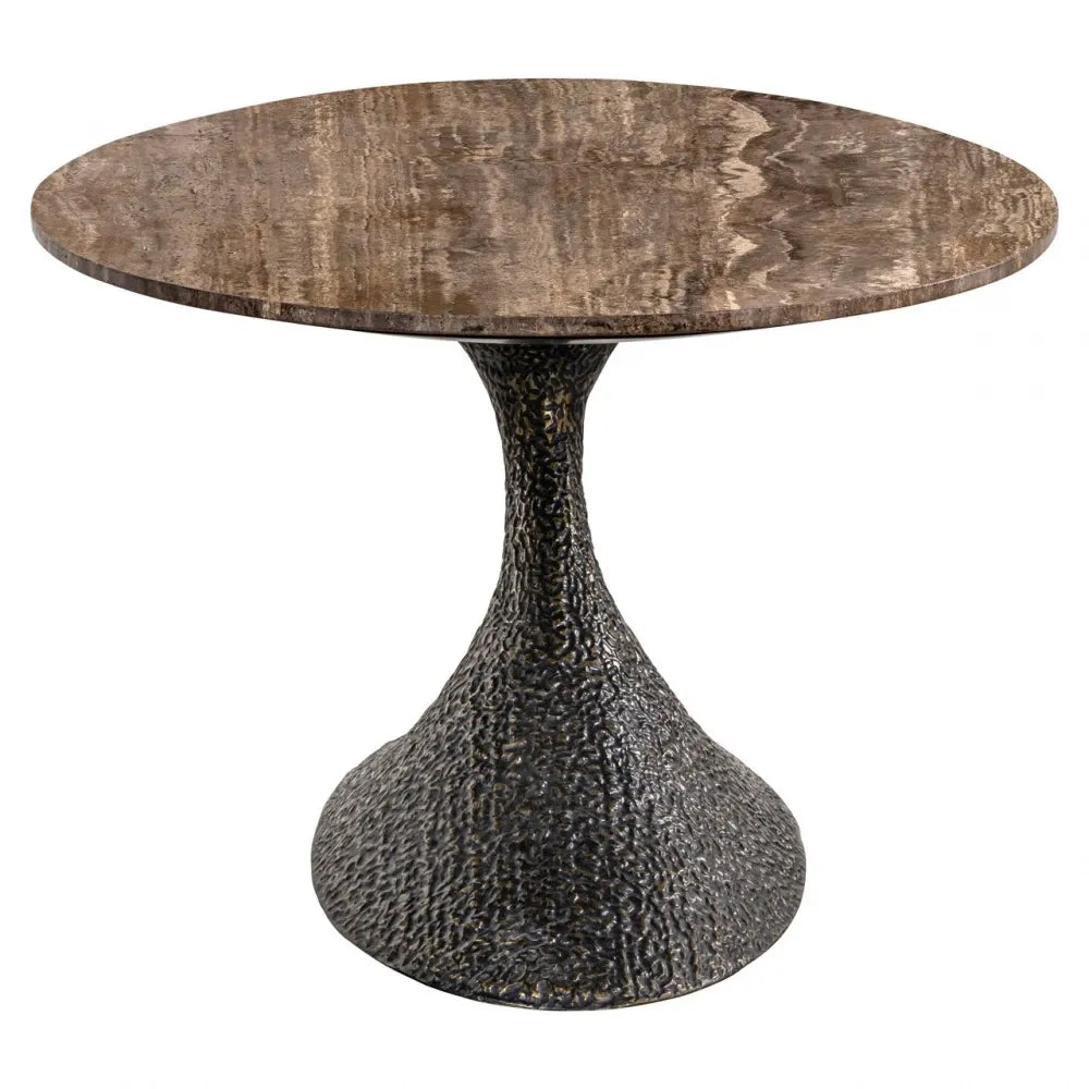 Masa ovala din Aluminiu Negru/Alama si Travertin Maro L235xH76cm Russo Richmond interiors