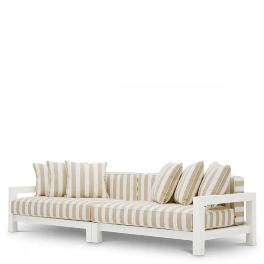 Canapea de exterior din Metal Alb si Stofa Alb/Bej H72xL273.5cm Cap-Antibes Eichholtz