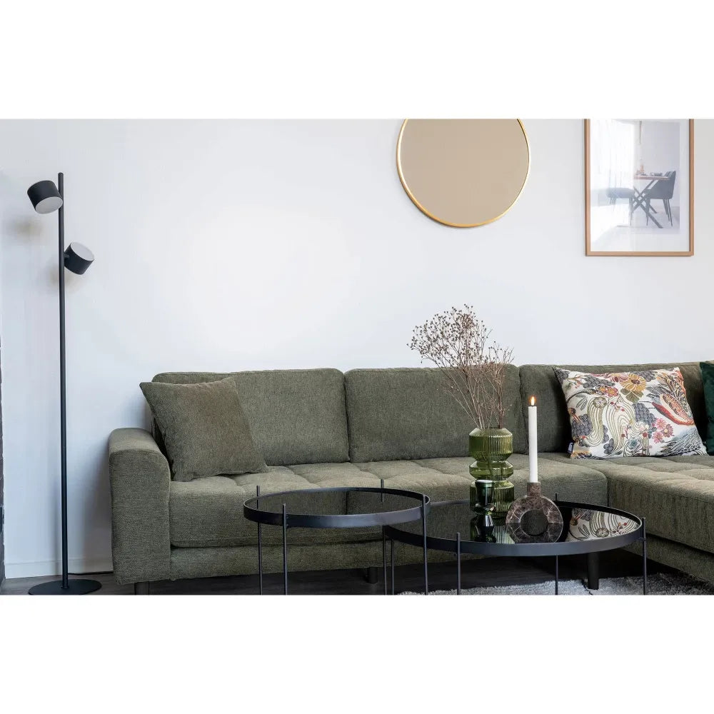 Coltar orientare dreapta cu picioare din Lemn de fag Negru tapitat cu Stofa Verde L290xH76cm Lido