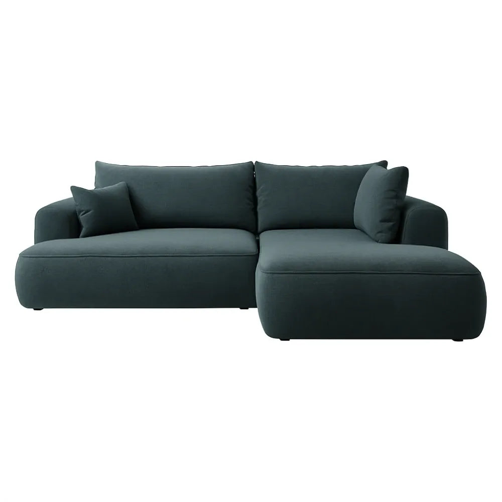 Coltar extensibil Catifea Vogue Albastru cu lada depozitare Nubio