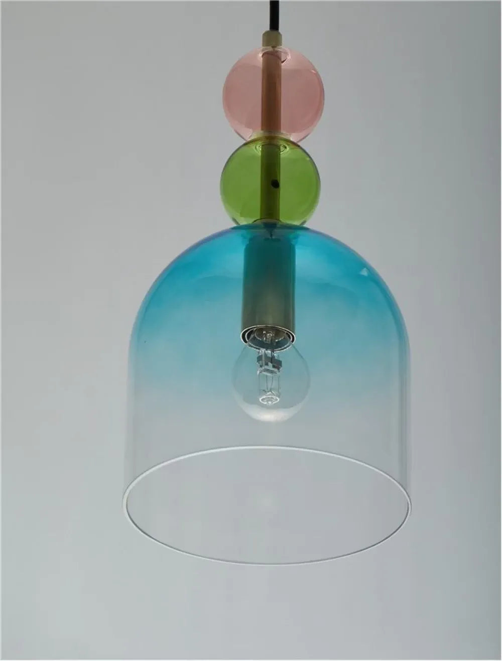 Pendul structura din Metal Negru/Auriu si abajur din Sticla Multicolor H184.5xL16cm IP20 MURANO