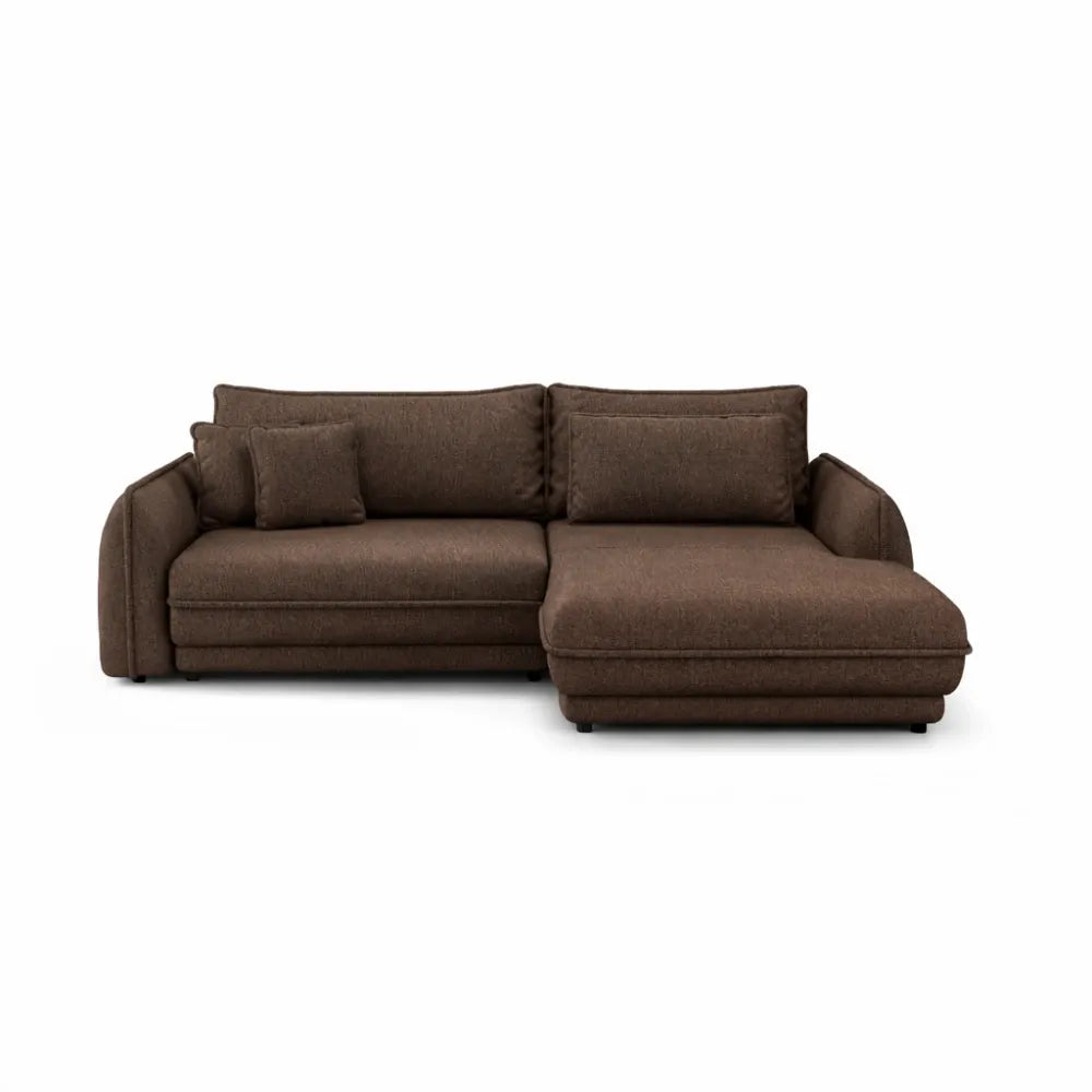 Coltar extensibil din catifea maro Ella I L267x181cm