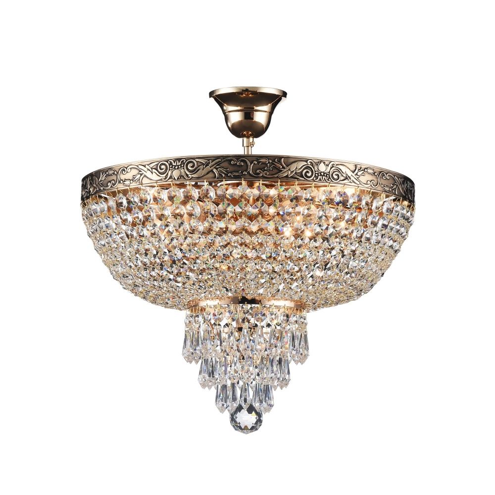Lustra rotunda din Cristal Transparent cu 5 becuri D40xH44cm Palace