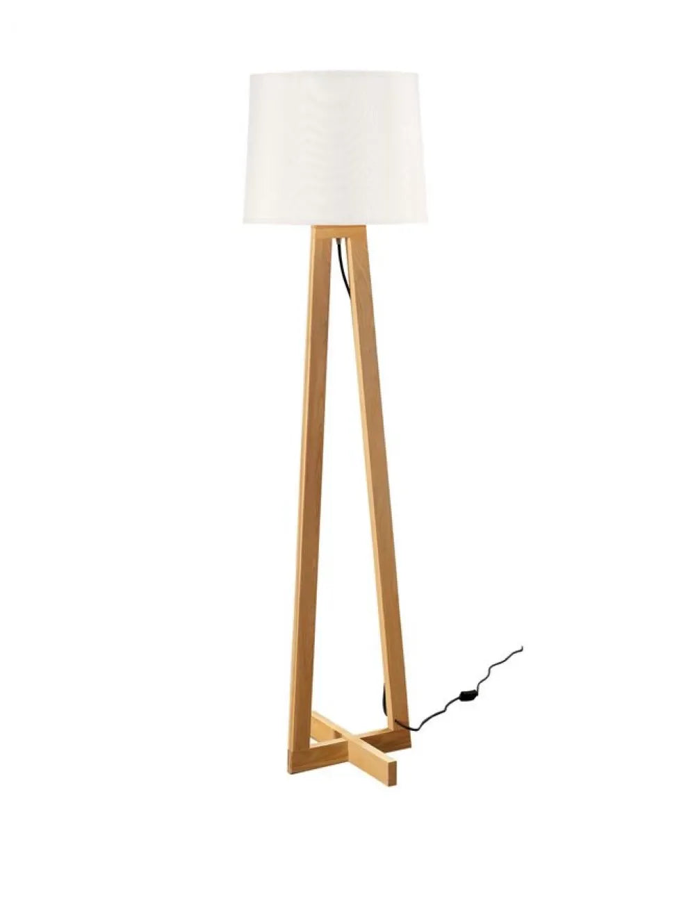 Lampa de podea structura din Lemn Maro si abajur din Textil Alb H164xL31cm IP20 ALMA