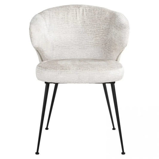Scaun tapitat cu Stofa Crem cu picioare din Metal Negru H80xL60xA65cm Xandra Richmond Interiors
