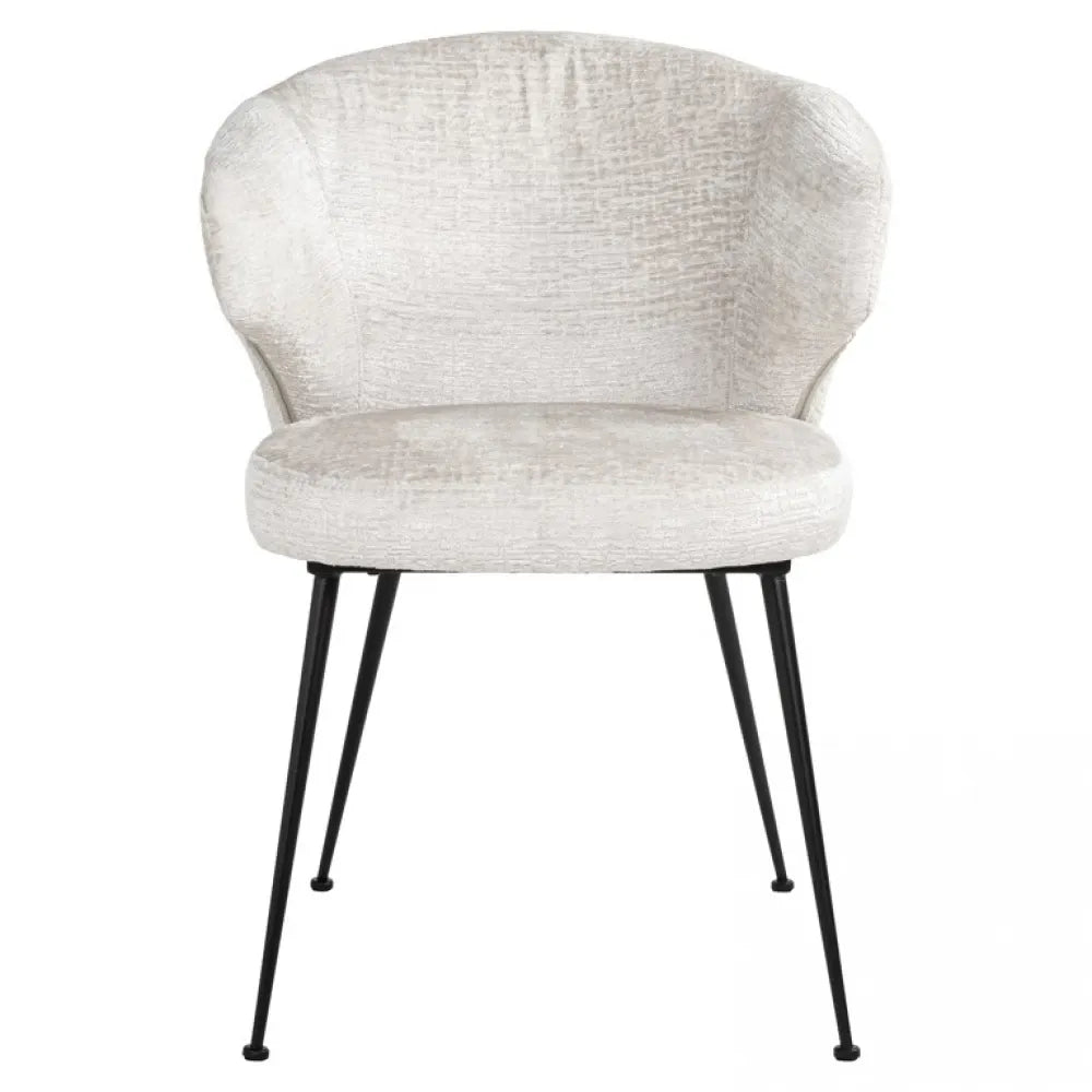 Scaun tapitat cu Stofa Crem cu picioare din Metal Negru H80xL60xA65cm Xandra Richmond Interiors