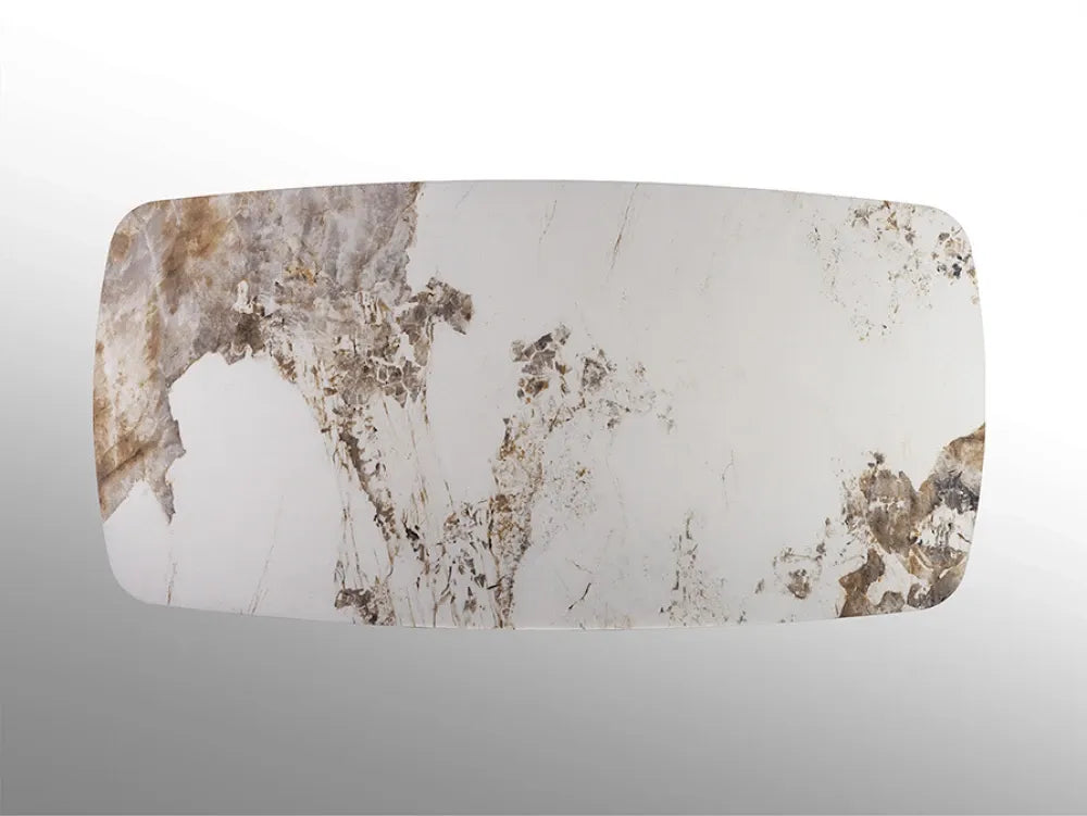 Masa din MDF/Otel inoxidabil Rosegold/Maro si Portelan Multicolor L200xH76cm Luca