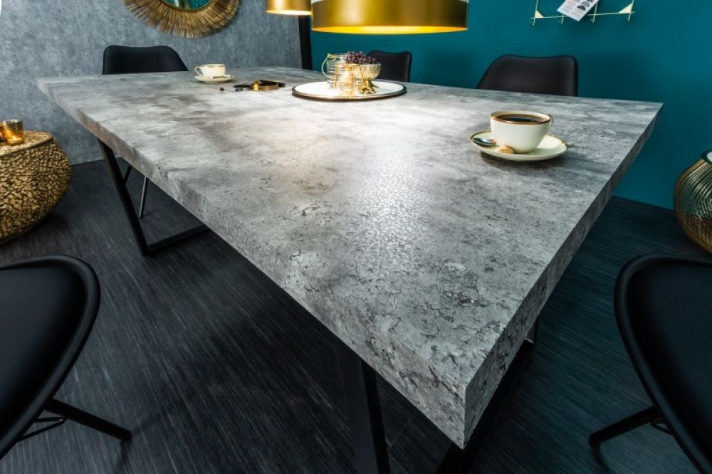 Masa dreptunghiulara din MDF Gri/Negru de 6 persoane L160x90cm Loft