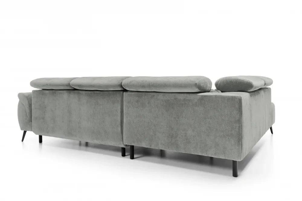 Coltar extensibil electric tapitat cu Chenille Gri deschis cu lada depozitare Genova II