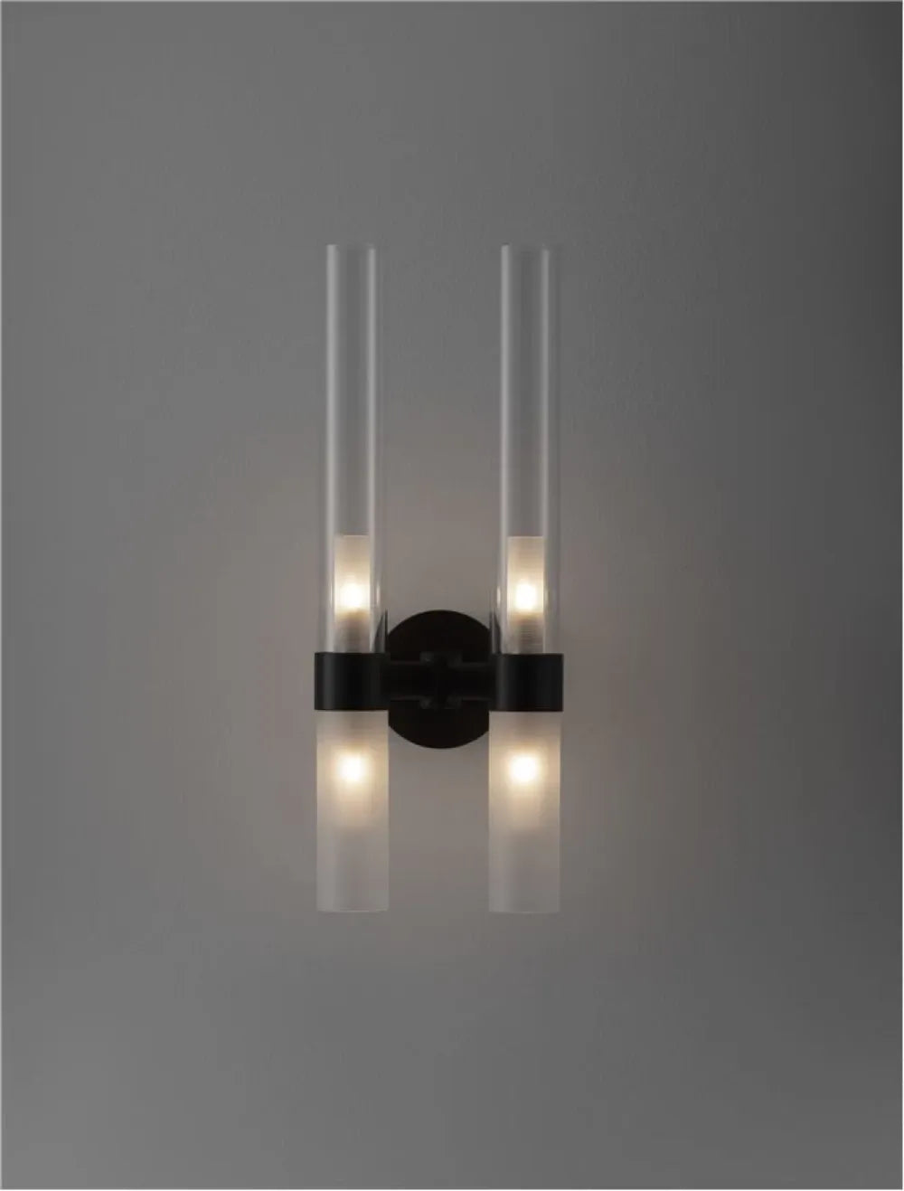 Aplica de perete structura din Metal Negru si abajur din Sticla Transparent/Alb H46.5xL17.5cm IP20 CENTURY