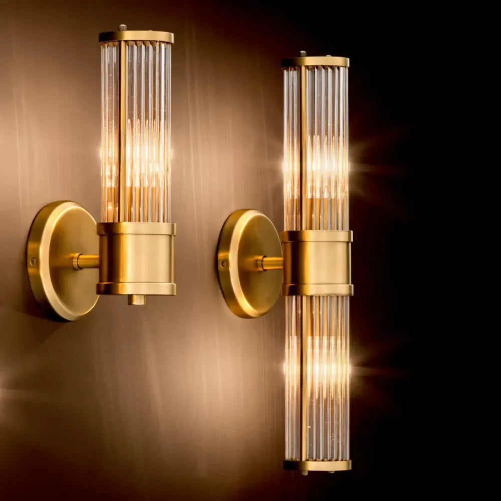 Aplica de perete din Metal Alama si Sticla Transparent H46.5xL12cm Claridges Double Eichholtz