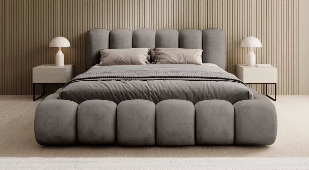 Pat 180x200cm tapitat cu Chenille Gri inchis Dallas