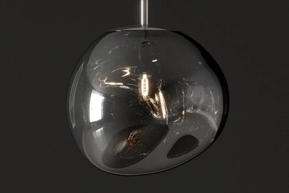 Pendul din Metal Negru si Sticla Fumuriu D20xH150cm LIQUID DIAMOND