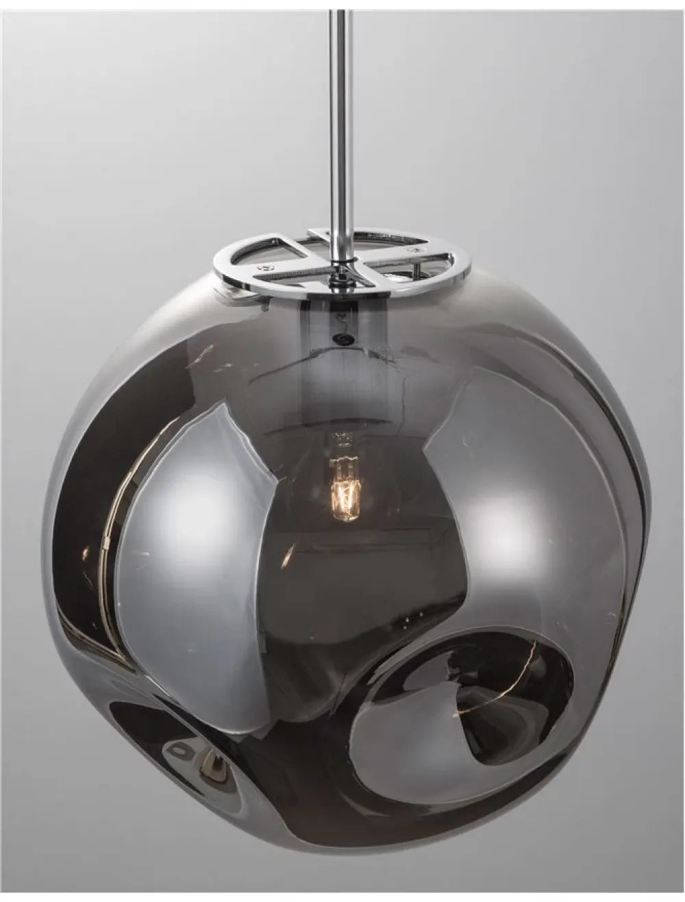 Pendul structura din Metal Argintiu si abajur din Sticla Fumuriu H120xL30cm IP20 MAYAN