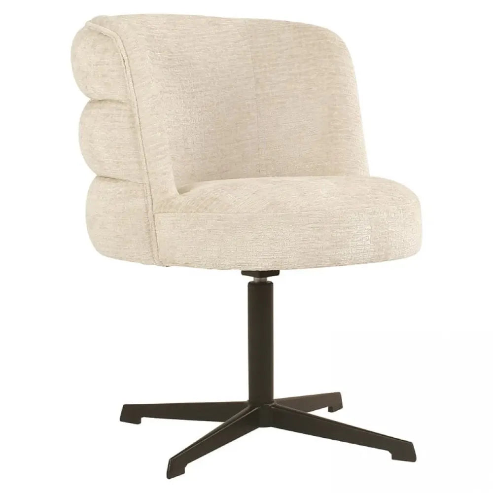 Scaun rotativ tapitat cu Stofa Crem cu picioare din Metal Negru H82xA63xL63cm Chadwick