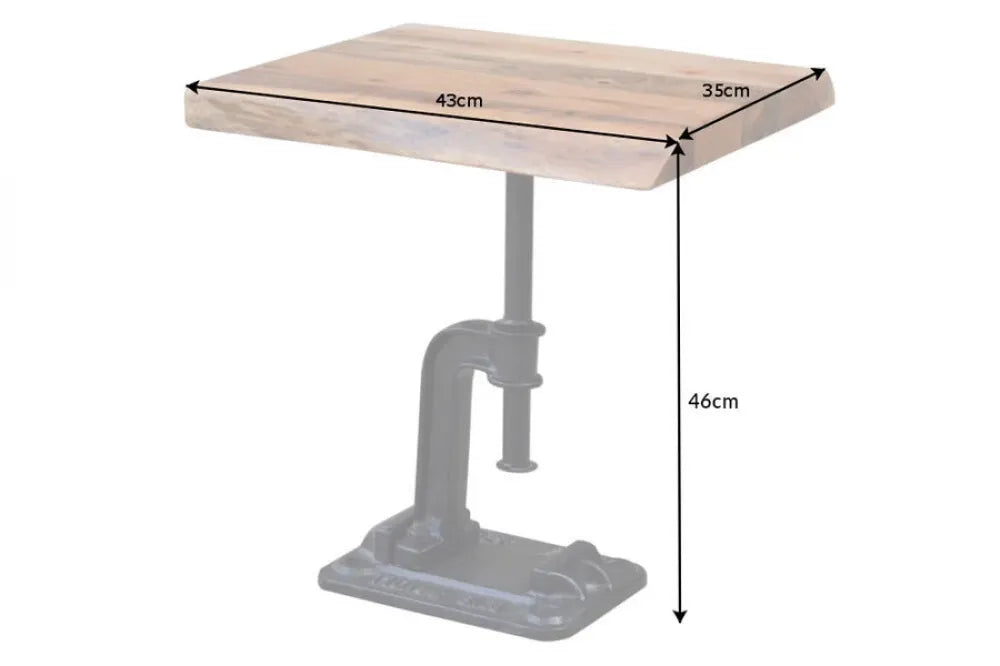 Masuta laterala din Lemn de salcam Maro si Metal Negru L43xH46cm Factory