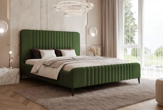 Pat 160 x 200 tapitat cu Catifea Dream velvet Verde olive Sora