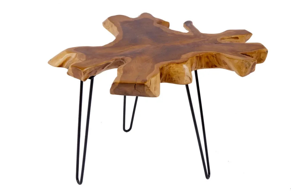 Masuta de cafea  din Lemn de tec Maro si Metal Negru L60xH52cm Wild