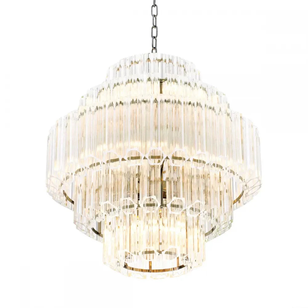 Candelabru din Metal Argintiu si Sticla Transparent H67xD66cm Vittoria S Eichholtz