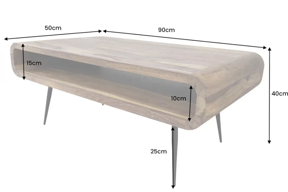 Masuta de cafea din Lemn de sheesham Maro si Metal Negru L90xH40cm Alpha