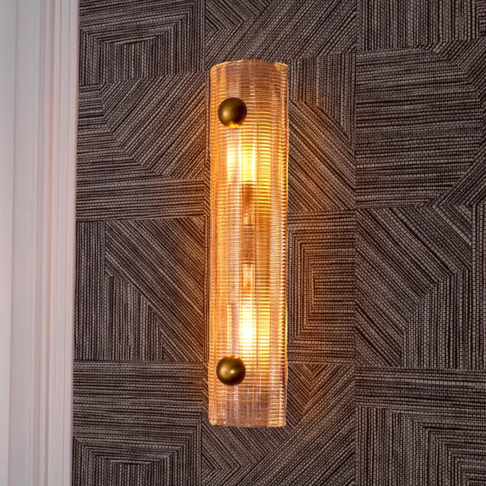 Aplica de perete din Otel inoxdabil Alama atichizata si Sticla Transparent H50xL12cm Dara Eichholtz