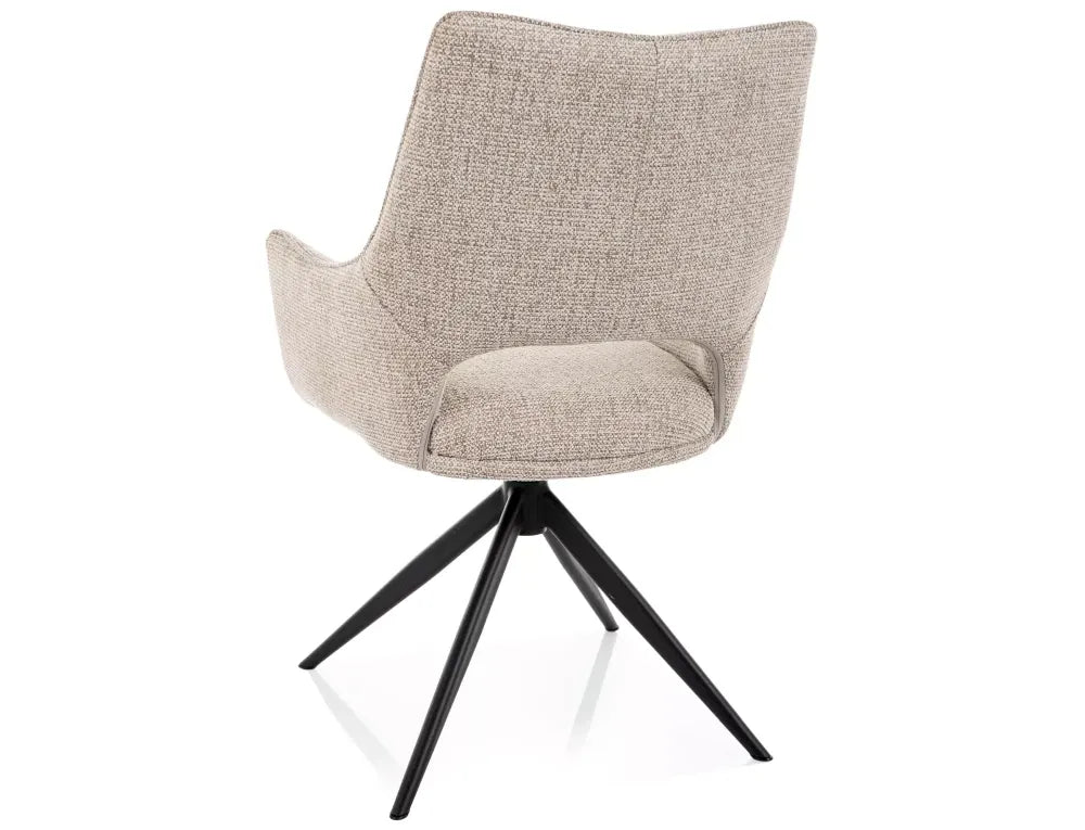 Scaun cu brate rotativ din Stofa Bej si Metal Negru H87xL59xA60cm Fino II