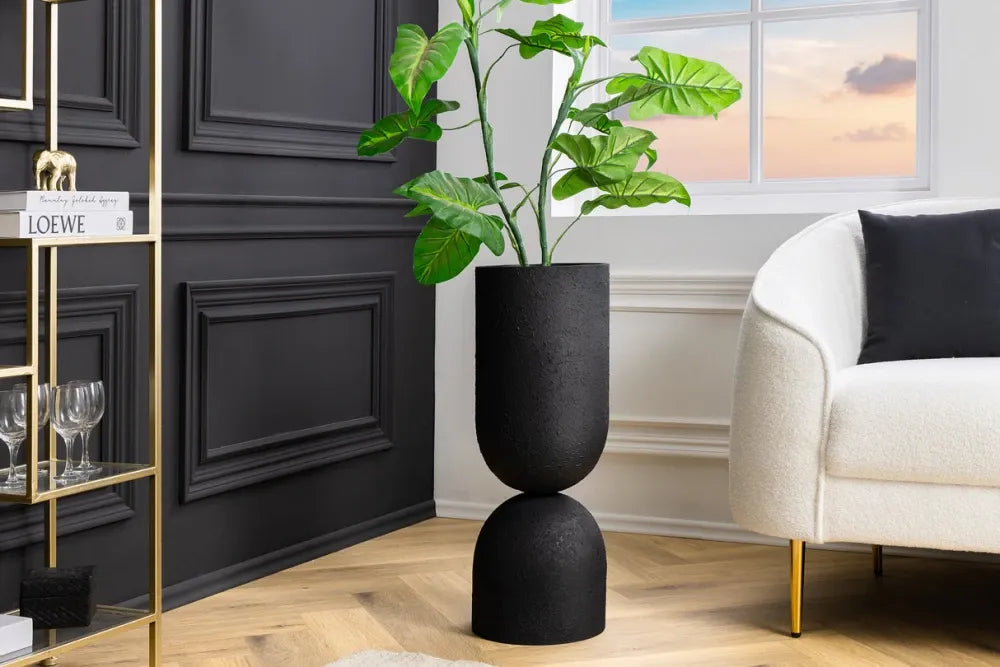 Ghiveci decorativ din Metal Negru H56xL20cm Sandglass L