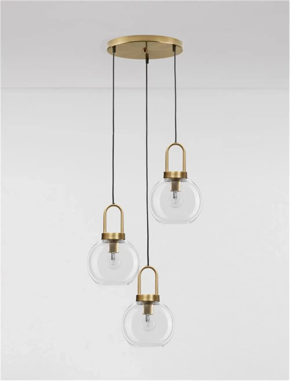 Candelabru structura din Metal Alama si abajur din Sticla Transparent H150xL30cm IP20 IRVINE