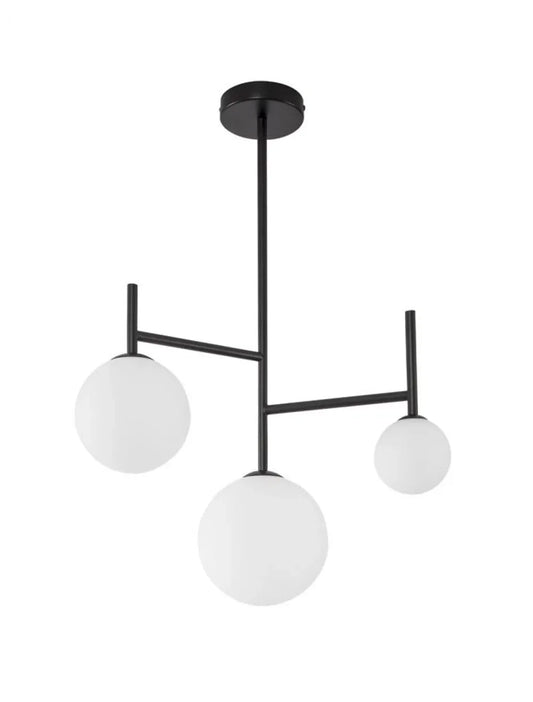 Lustra structura din Aluminiu Negru si abajur din Sticla Alb H71xL49cm IP20 BLAKY