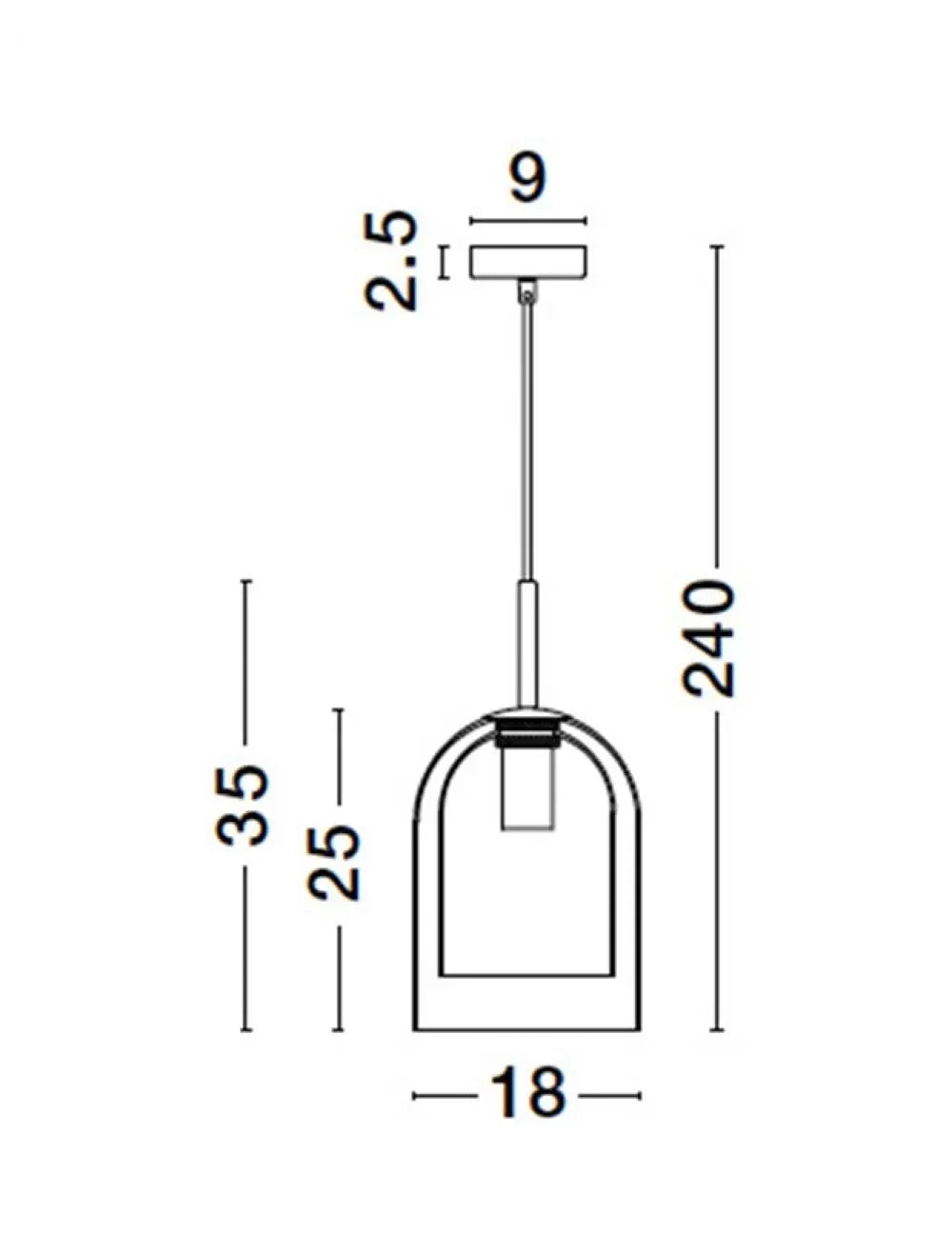 Pendul structura din Metal Negru si abajur din Sticla Fumuriu H240xL18cm IP20 VELOR
