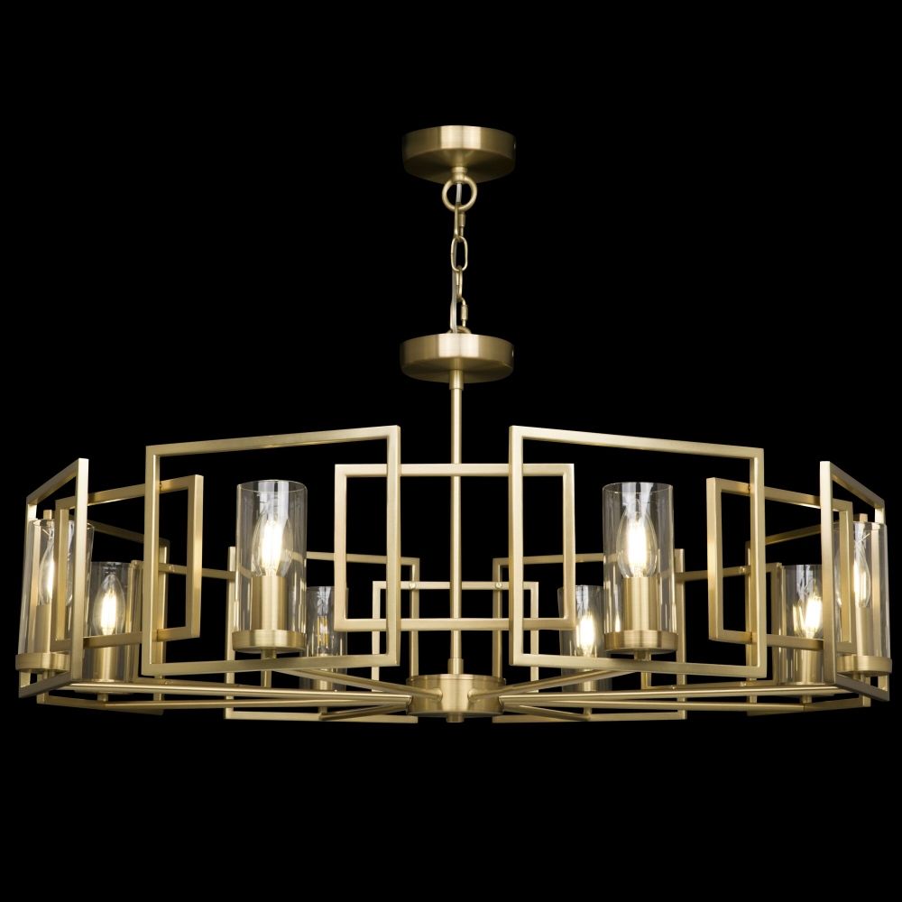 Lustra rotunda cu inaltime reglabila din Sticla Transparent cu 8 becuri D88xH144cm Bowi